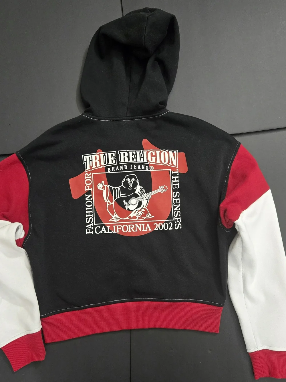 True Religion Y2K Small Unisex Split Act University Buddha Colorblock Hoodie